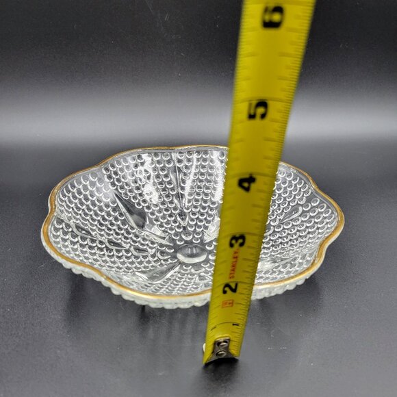 Serving Dishes Round Footed Square Clear Gold Yellow Glass Kitchen Candy Server - Picture 7 of 13